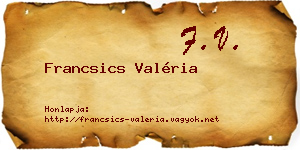 Francsics Valéria névjegykártya